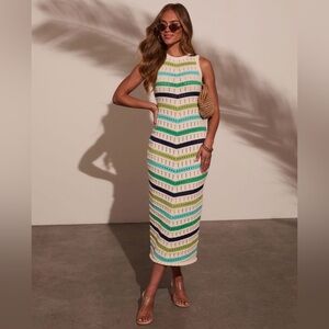 Vici Reyna Chevron Print Tank Midi Dress